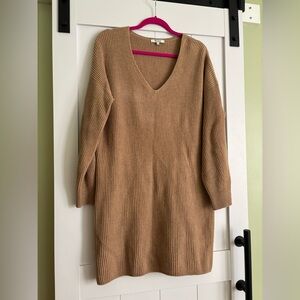 Madewell Tan V-Neck Sweater dress